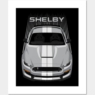 Ford Mustang Shelby GT350 2015 - 2020 - Avalanche Grey - White Stripes Posters and Art